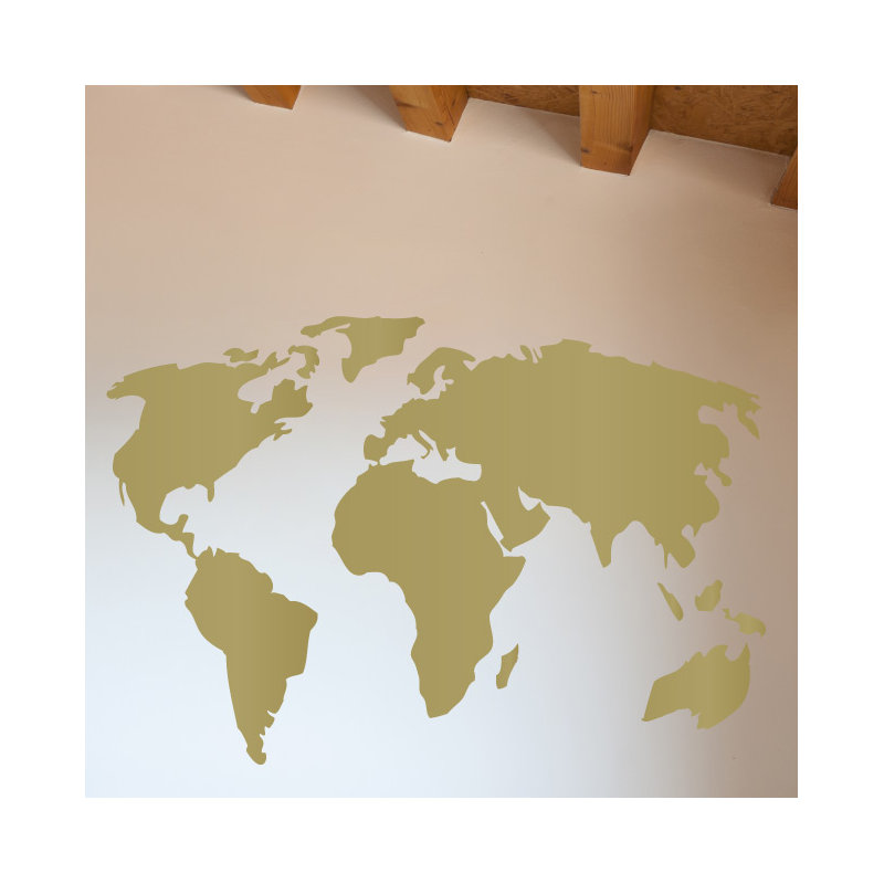 Geography Non-Wall Damaging Wall Decal, 22" H x 32" W x 0.01" D, Gold