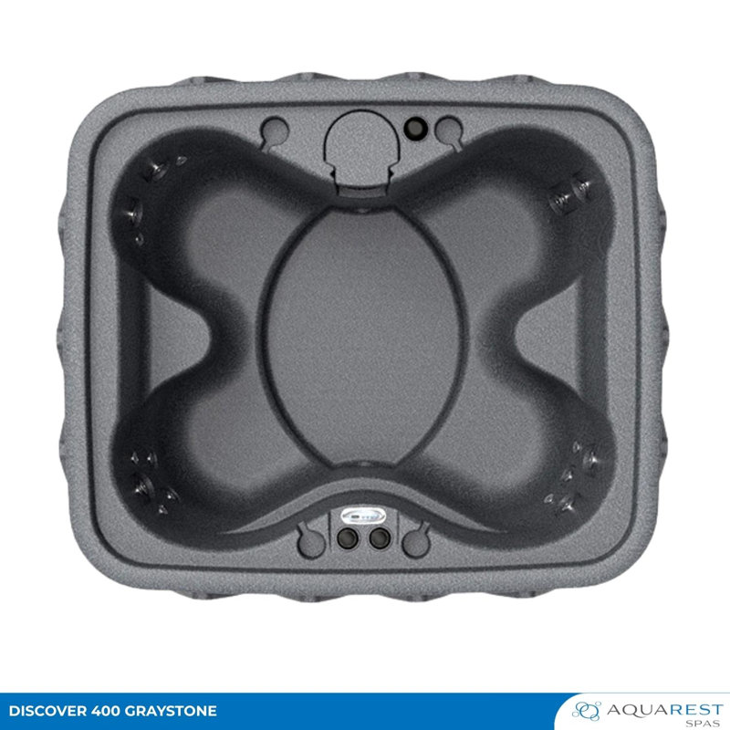AquaRest Discover AR400 Standard 4-Person 20-Jet Plug & Play Hot Tub with LED Waterfall and Friction Heating, Graystone