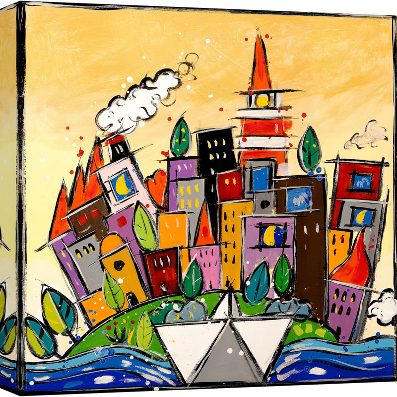 1WA6233 Colourful Art: A New Day Has Come by Wallas - Wrapped Canvas Print, 70cm H x 70cm W x 4cm D