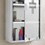 Armoire à pharmacie murale, armoire murale verrouillable avec 4 tablettes à niveaux, cadre en acier inoxydable et porte en verre, verrouillable avec 2 clés 0