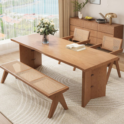 Brown Rectangular Solid Wood Dining Table