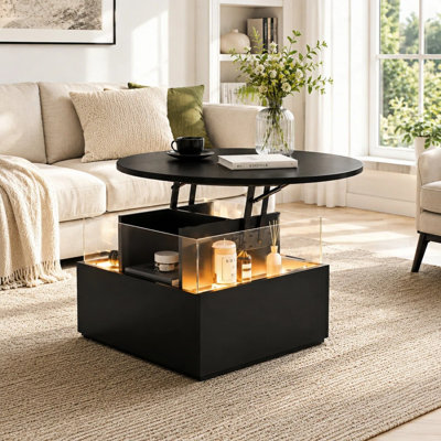 Alpena Round Lift Top Coffee Table with Square Base