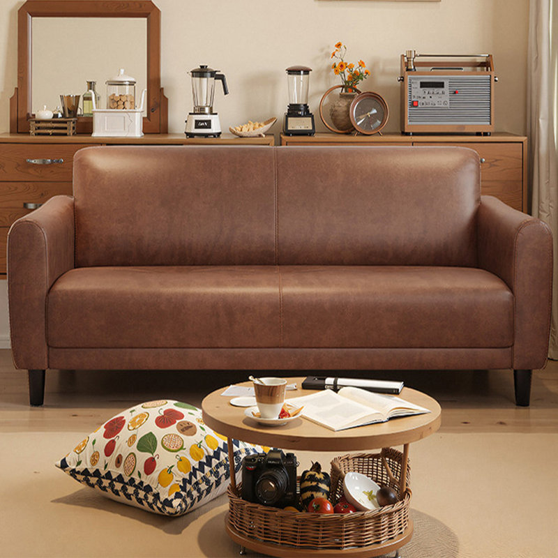 Brown Genuine Leather Standard Sofa cushion Loveseat, 31.5" H x 66.93" W x 29.53" D