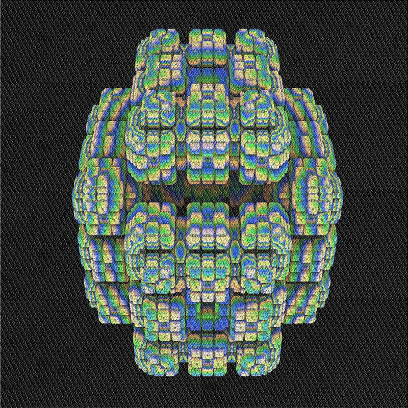 Tapis noir/vert tissé à la machine, Carré 8 pi