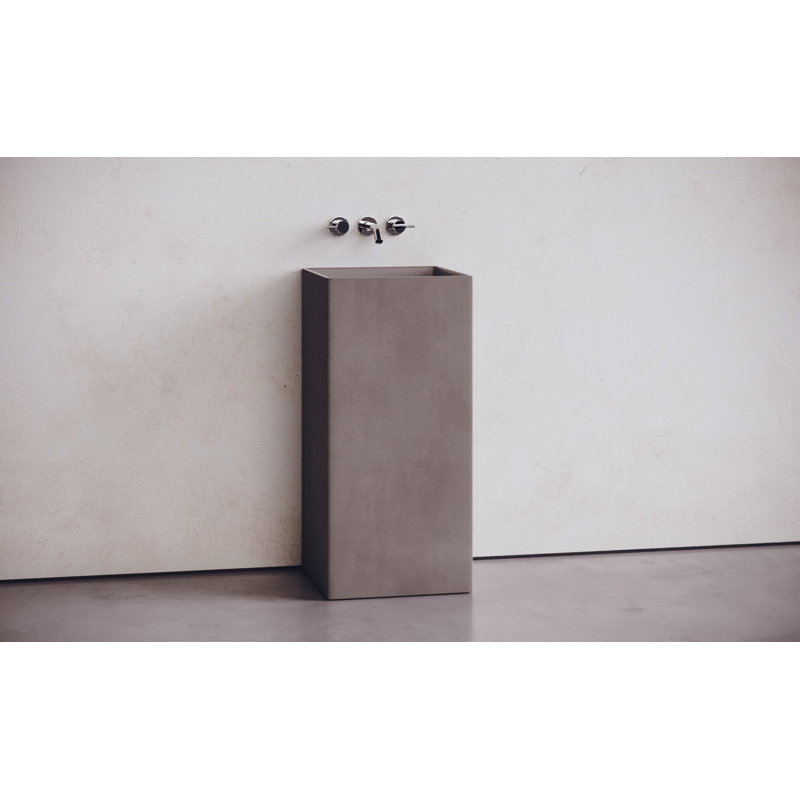 Lavabo de salle de bain 33 po, Béton surélevé gris