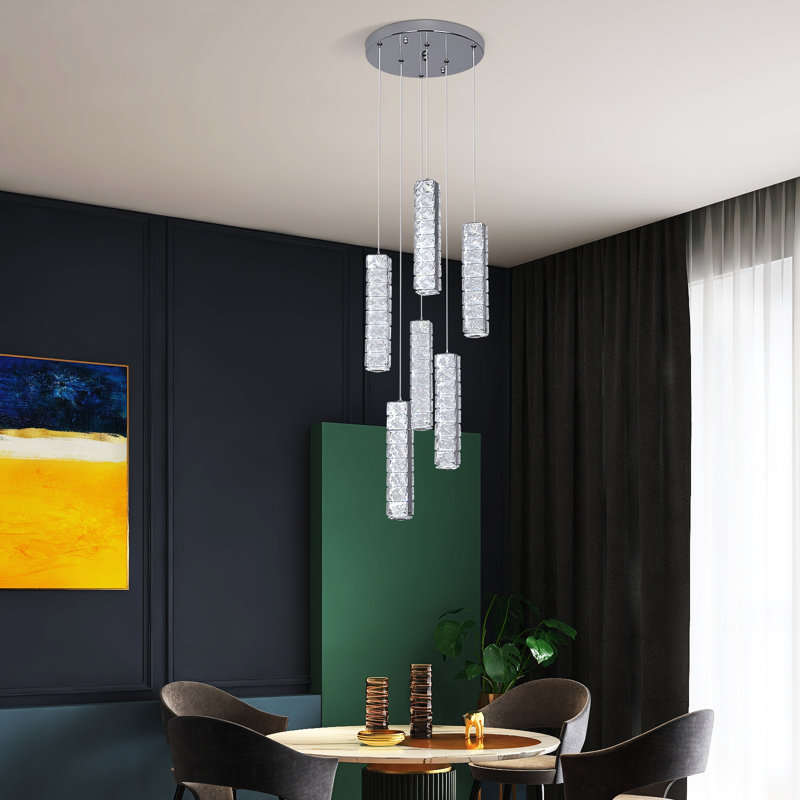 6 - Light Dimmable LED Geometric Chandelier