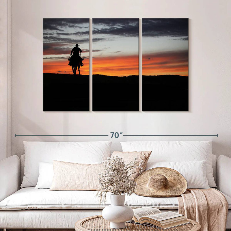 Lelar Cowboy At Dusk, 32" H x 50" W