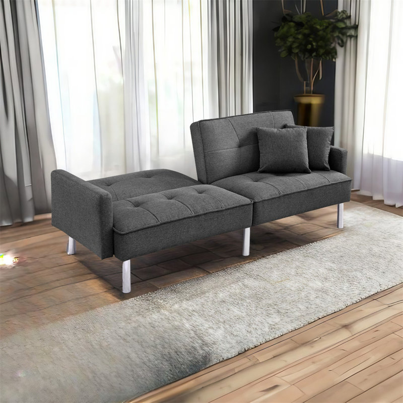 Futon rembourré Greisy, Tissu gris foncé