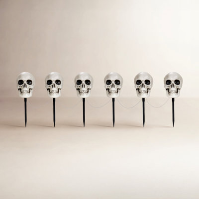 Haunted Hill Farm 0.4 ft Skull Stakes with Lights Halloween Décor with Colorful LED Lights