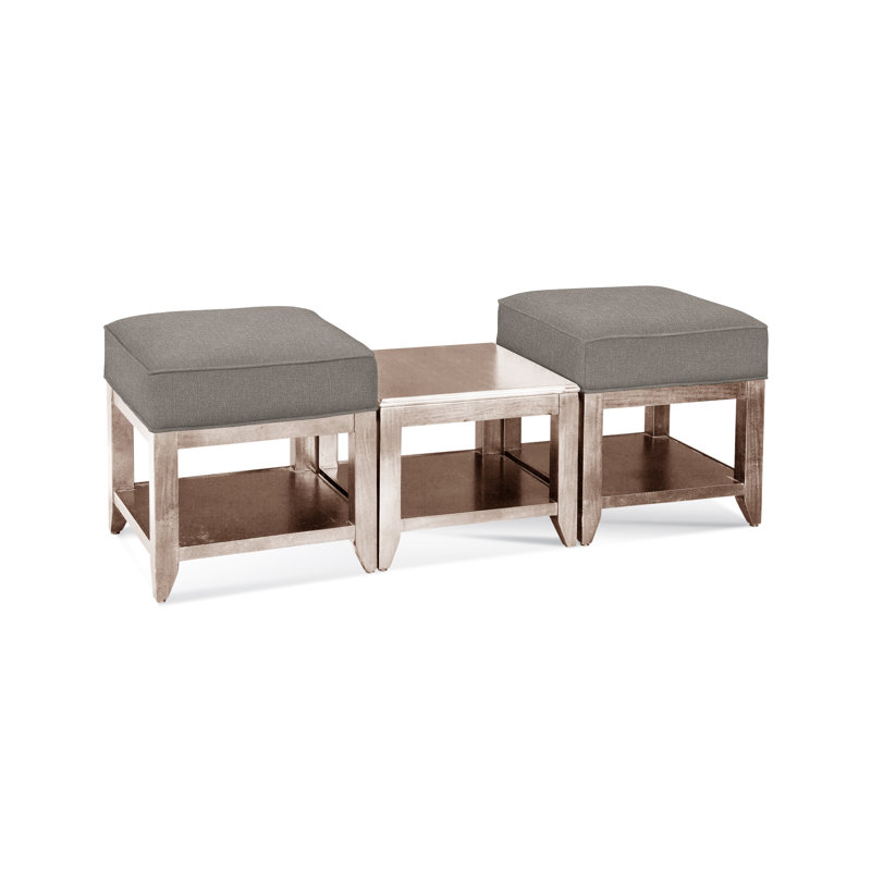 Elements Upholstered Cube Ottoman, Neutral Performance Plaid; 0121-93, Bisque