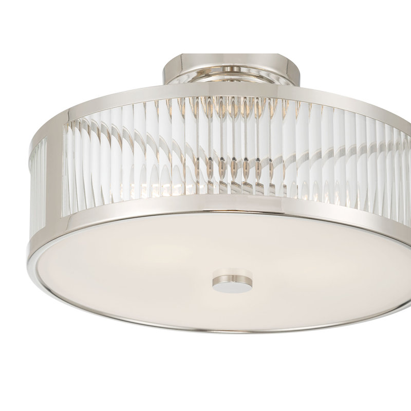 Plafonnier semi-encastré 3 lumières 15,75 po Gabrie, Nickel poli