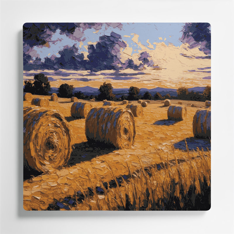 «Farm Hay Bales», art mural en métal mauve, H 32 po x l 32 po