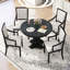 Table à rallonge avec 4 chaises et 5 chaises au design rétro (chêne noir rond chêne noir - sensation forte)