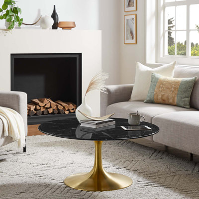 Table basse ronde en marbre artificiel Lippa