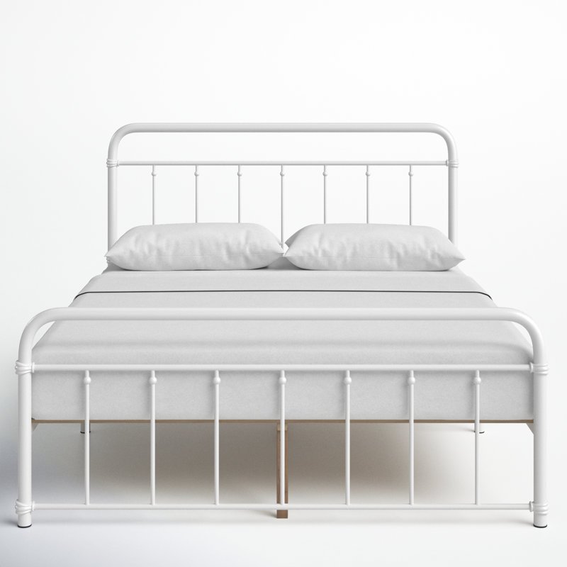 Aldiana Metal Slat Bed, Queen, White