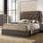 Modern Tufted Queen Bed Frame with Rubberwood Headboard in Gray