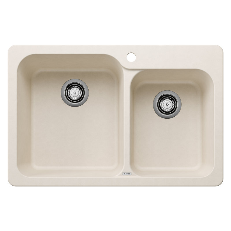 Évier de cuisine à double cuve encastrable / sous-comptoir avec crépine L 32 po x l 21 po Vision SILGRANIT, Gris béton