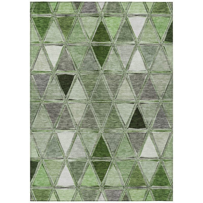 Tapis intérieur / extérieur lavable géométrique vert et vert fougère 8 pi x 10 pi HomeRoots