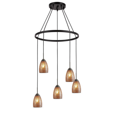 Lustre de roue de wagon à l’ombre 5 lumières Murphy