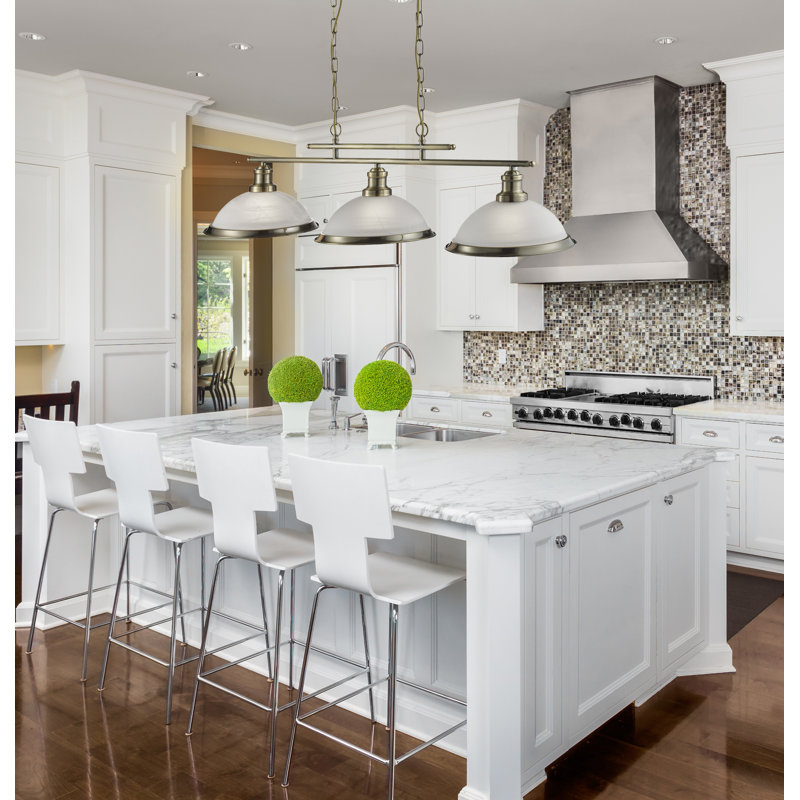 Beverley 3-Light Kitchen Island Chandelier, Antique Brass