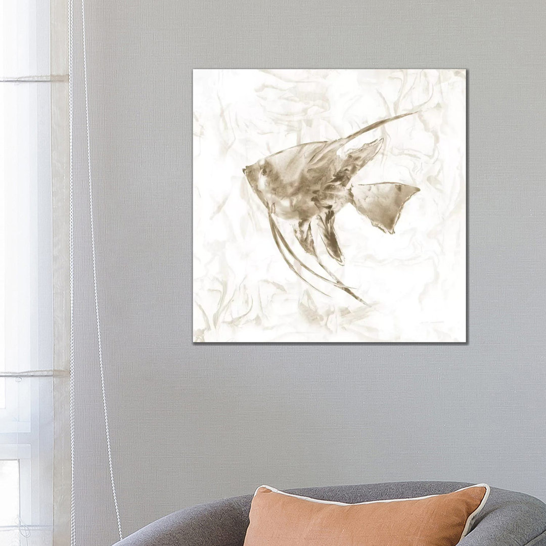 Soft Marble Tropical Fish by - Wrapped Canvas Painting