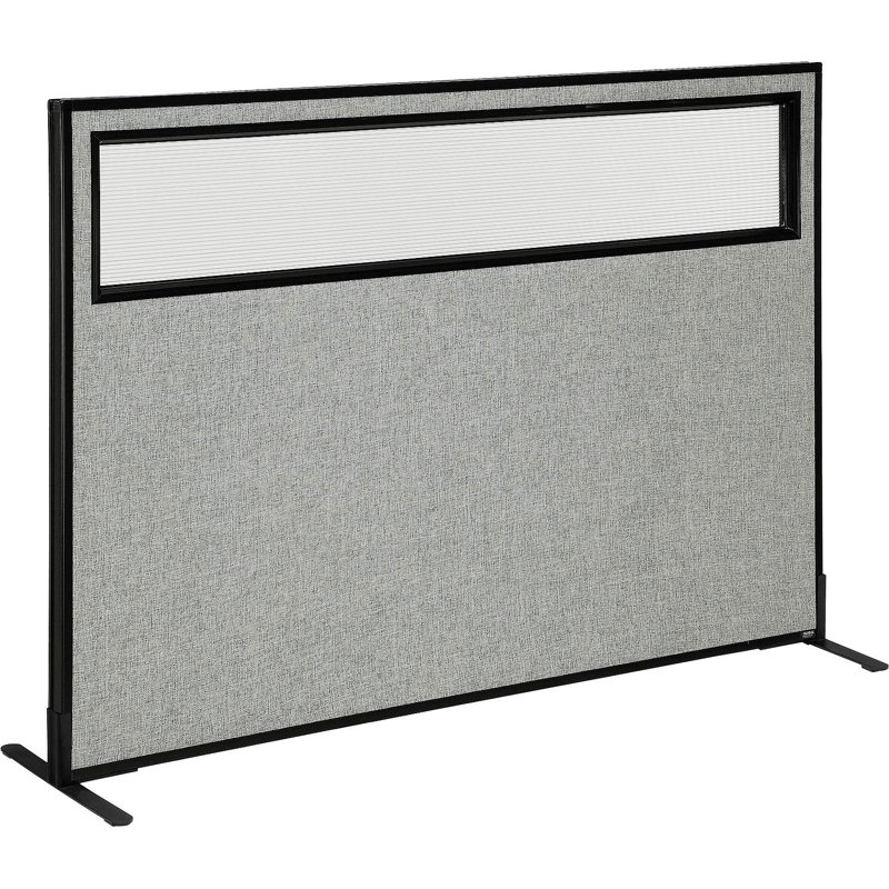 Gray Freestanding Office Partition Panel with Partial Window