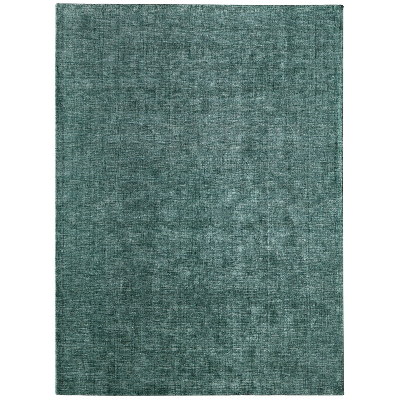 Tapis vert clair en laine touffeté à la main Lineville, Rectangle 5 pi x 8 pi