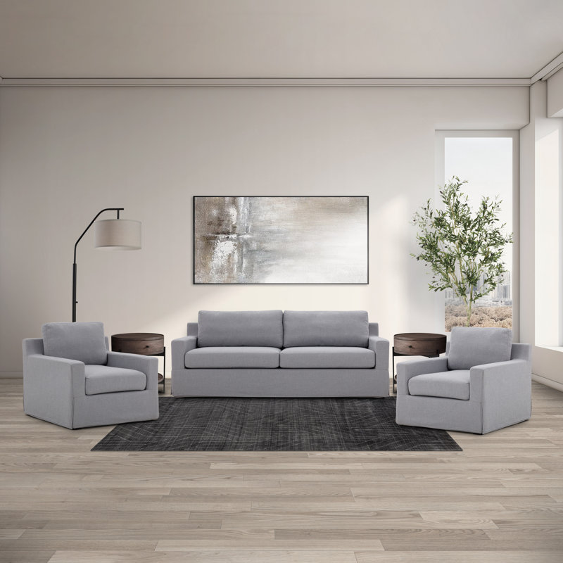 Rosalina 3pc Fabric Slipcover Sofa Collection (S/Ch/Ch), Gray