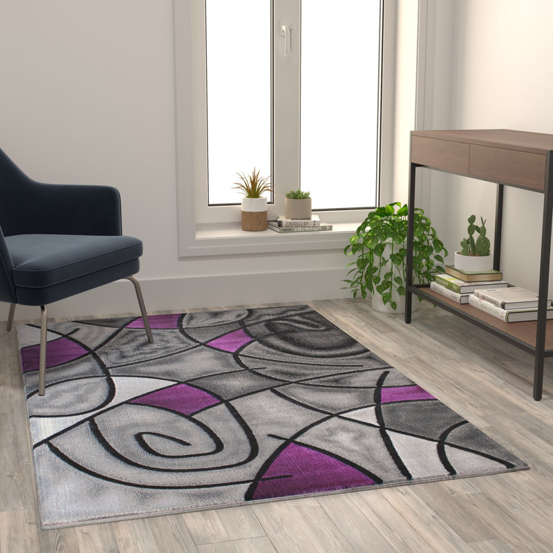 Sioar Modern Abstract Pattern Olefin Accent Area Rug, Rectangle 3'1" x 5'