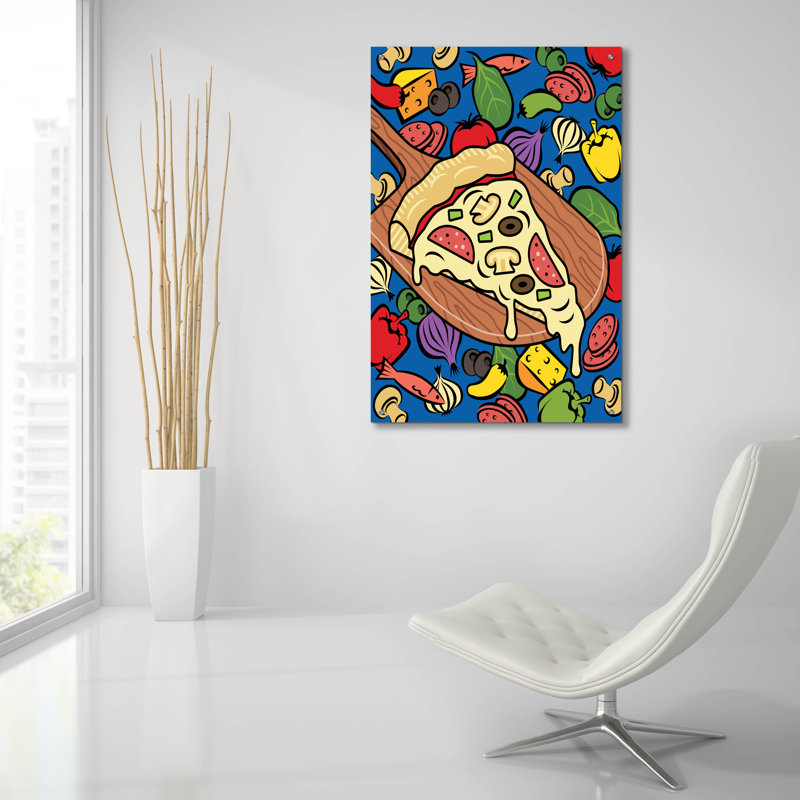 Lark Manor ™ «Pizza Slice With Toppings» par Ron Magnes, art mural en verre acrylique, H 36 po x l 24 po x P 0,2 po