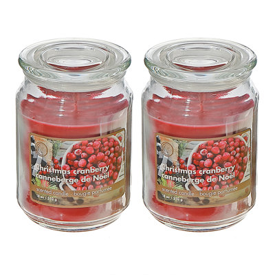 18 Oz Scented Jar Candle (Christmas Cranberry) - Set Of 2