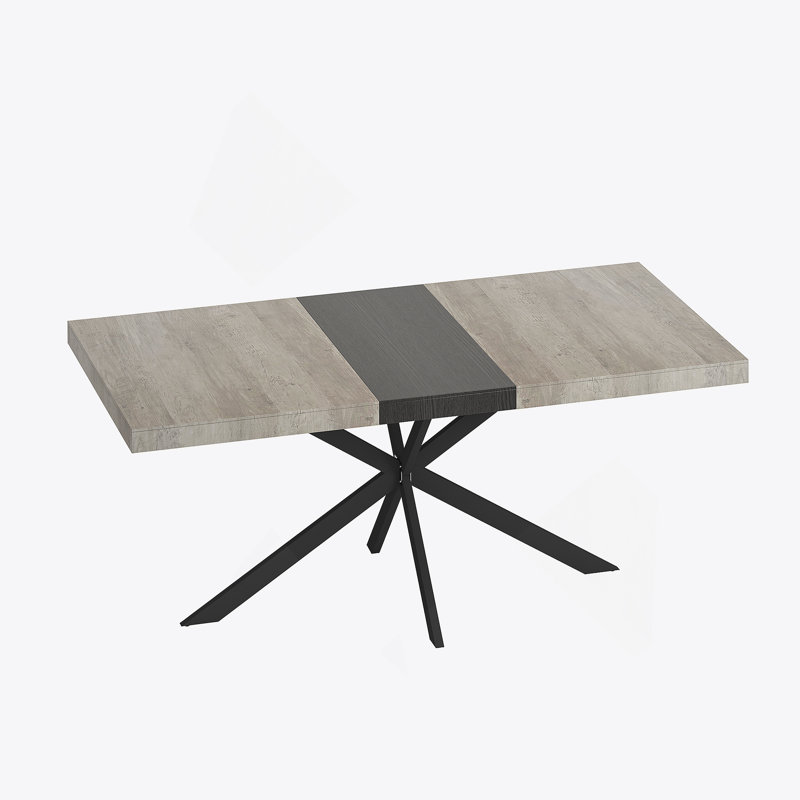 55.11'' -70.86"Retro Rectangular Stretch Dining Table, Black/Gray