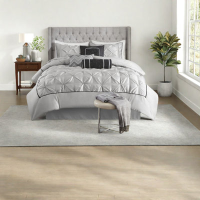 Ensembles de literie gris élégant, édredon 7 pièces en polyester, chambre à coucher moderne