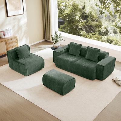 Canapés modulaires en velours confortables en forme de L moderne avec repose-pieds mobile pour la maison