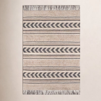 Alberta Beige Gray Hand-Woven Southwestern Jute Rug