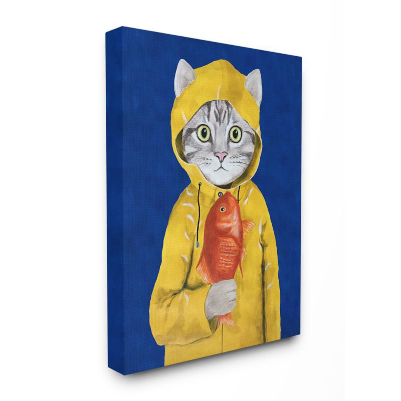 Décoration murale pour chat Verutiao Fisherman, H 48 po x l 36 po x P 1,5 po, Toile tendue