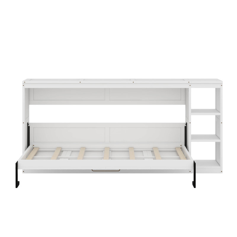 Twin Murphy Bed With Bookshelf, White
