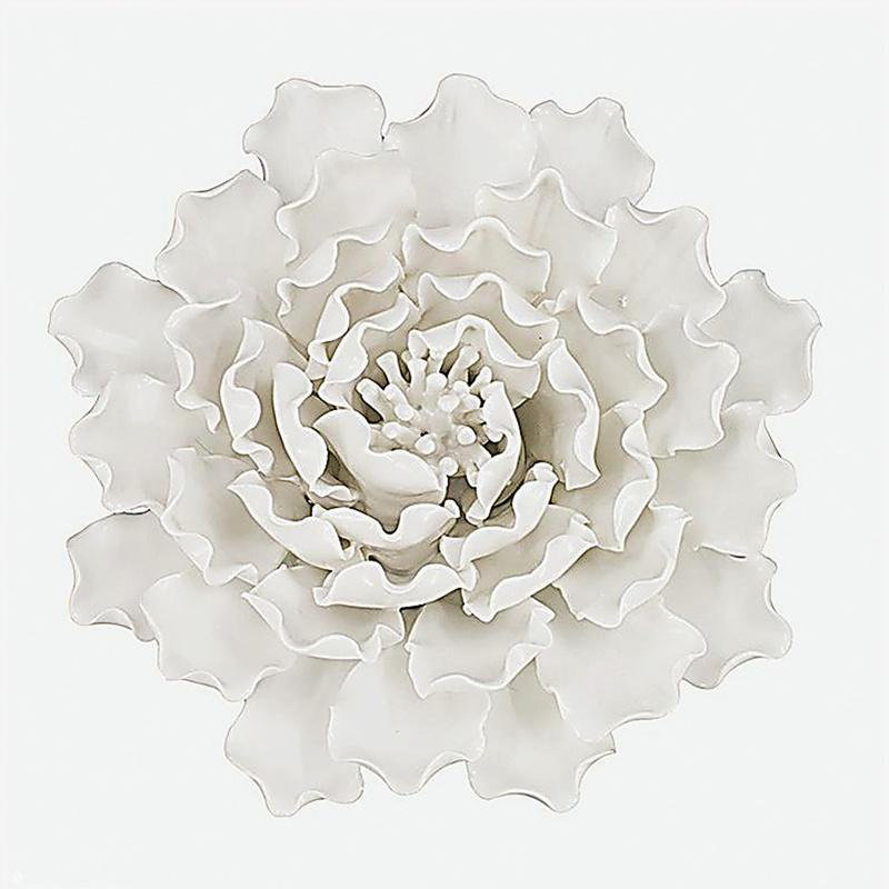 Décoration murale en céramique crème faite à la main D7,3 x 2,8 po