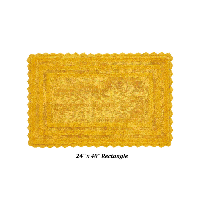 Rasika 100% Cotton 1990 GSM Tufted Reversible Bath Rug, OEKO-TEX Certified, Ultra Soft & Absorbent, Machine Washable Bathroom Rug for Shower, Tub, Sink, Vanity & Spa Areas, Crochet-Inspired Design, 21" x 34" Rectangle, Ivory