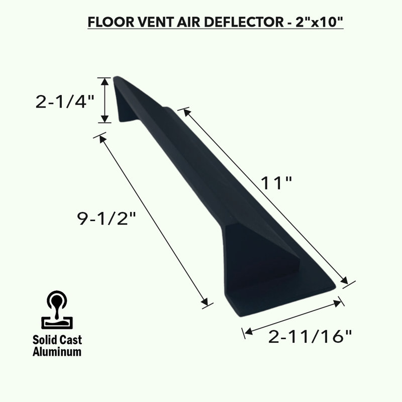 Déflecteur en métal massif 2 po x 10 po en fonte d'aluminium incassable | Inverseur d'air et de chaleur, Blanc