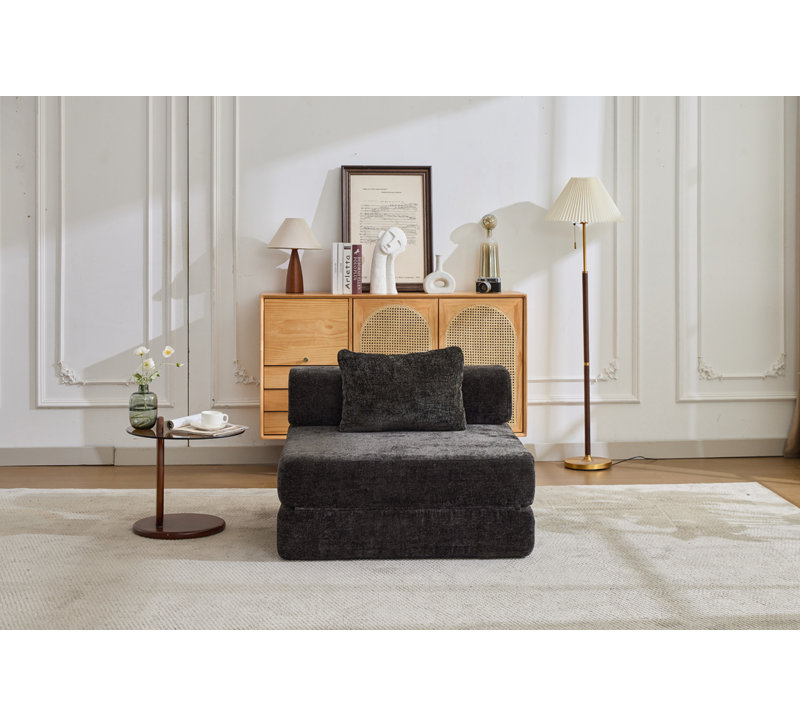 Fauteuil convertible Chenille, Noir