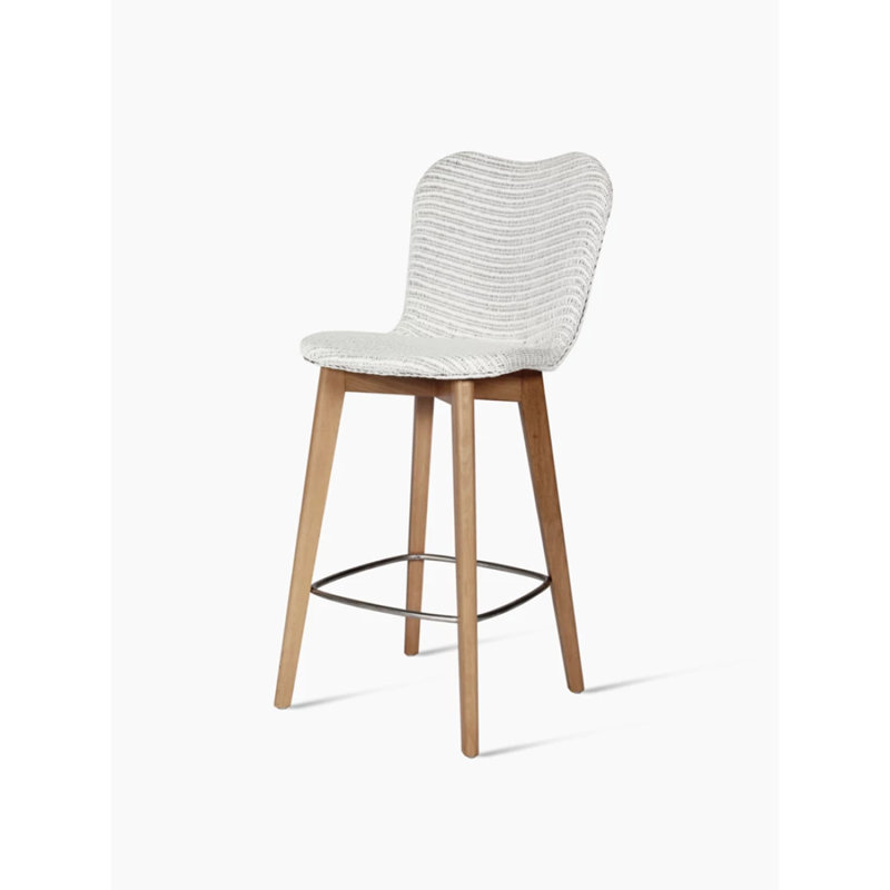 Lily Stool with Solid Wood Frame, White