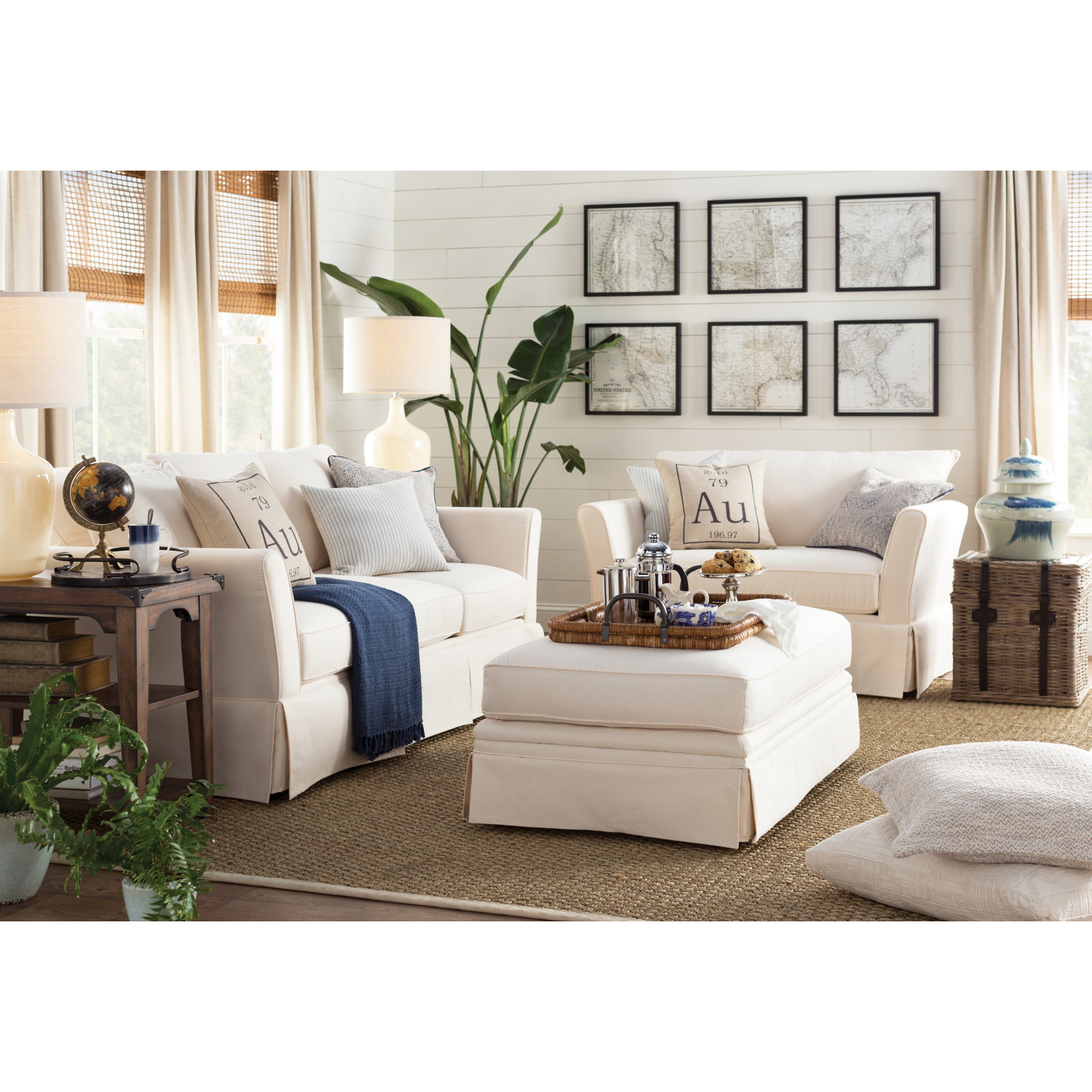 Shelby 47" Ottoman, Bayou Natural Canvas