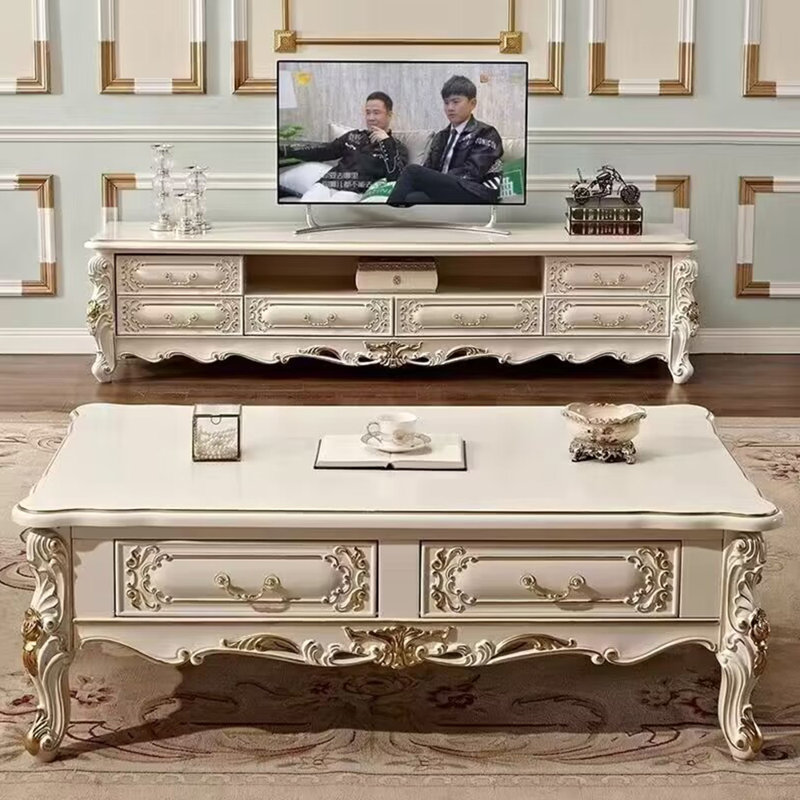 Table basse en bois de style européen, H 19,6 po x l 51 po x P 29,5 po