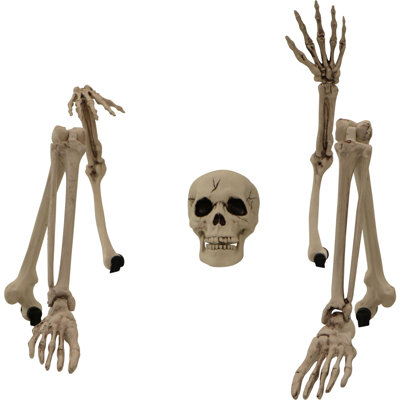 Haunted Hill Farm 34 In. Ground-Breaking Skeleton Stakes Spooky Halloween Decoration, Includes Skull Head, Arms, and Legs