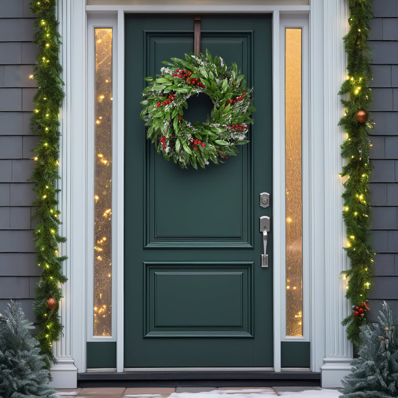 Fraser Hill Farm 25-In. Mixed Leaf Wreath Door or Wall Hanging with Pinecones and Berries