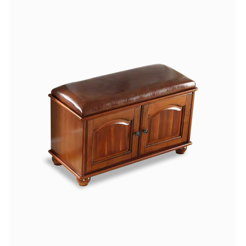 Armoire à chaussures en bois d'hévéa massif avec sièges, 19.7"H x  31.5"W x  13.8"D