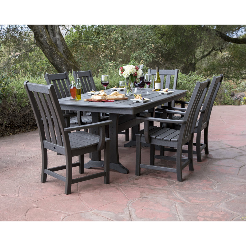 Vineyard 7-Piece Arm Chair Dining Set, Slate Gray