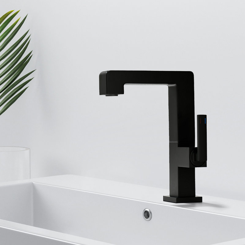 7.87" Solid Single Hole Single Handle Bathroom Sink Faucet, Matte Black, Drain Assembly Not Included