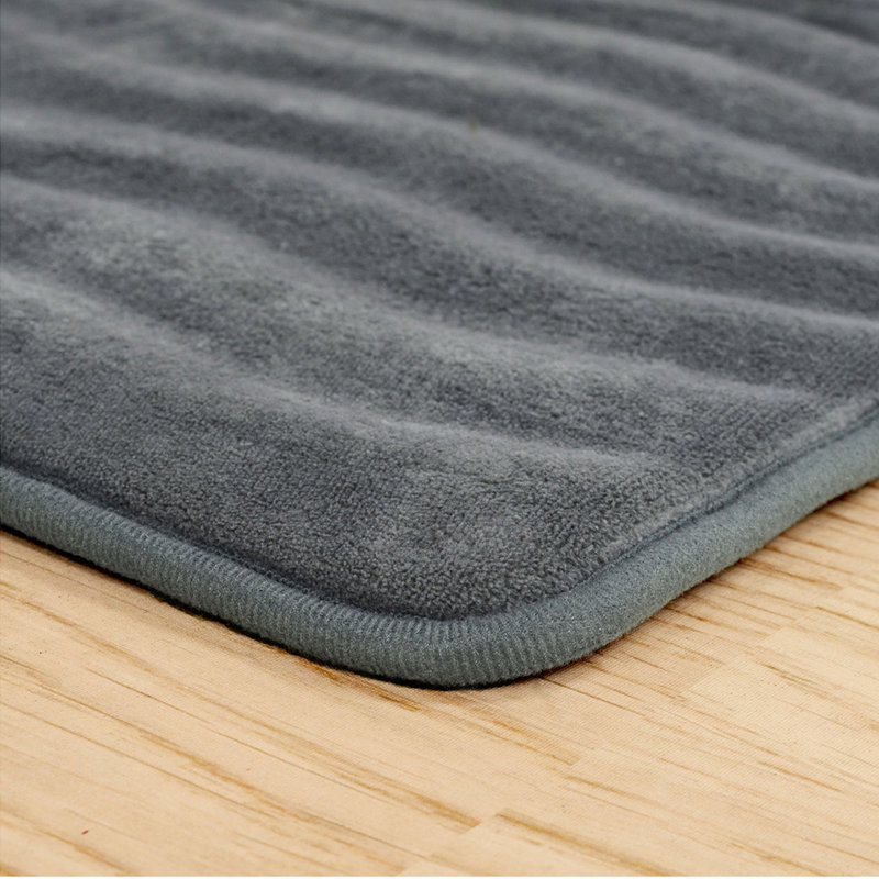 2 Piece Bathroom Rug Set - 32x20 Inch and 23x17 Inch Memory Foam Bath Mats with Textured Wave Print for Stylish Bathroom Decor - Bath Rugs Non Slip Washable Bathmats  (Platinum Gray)